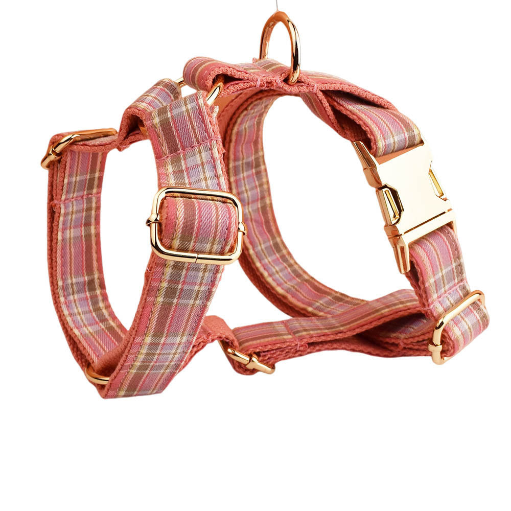 JMT-081930 Plaid Pet Collar and Leash Set with Bow - Perfect for Weddings and Special Occasions