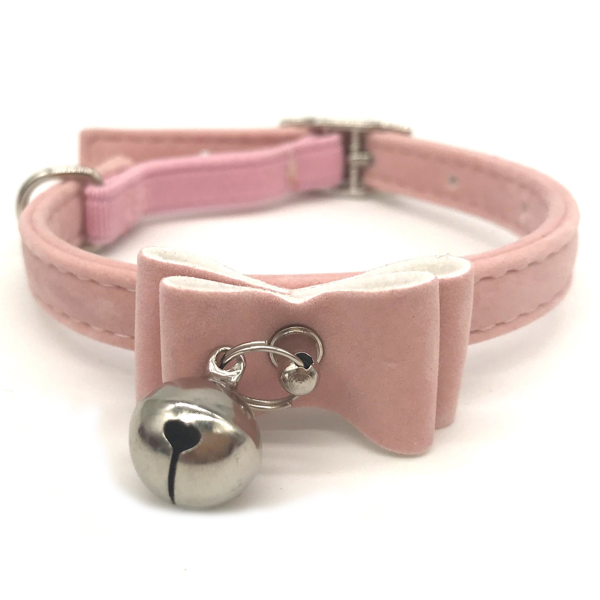 JMT-082250 Flocked Cat Collar with Bell - Adjustable 1.0x30cm Metal and Flocking Fabric