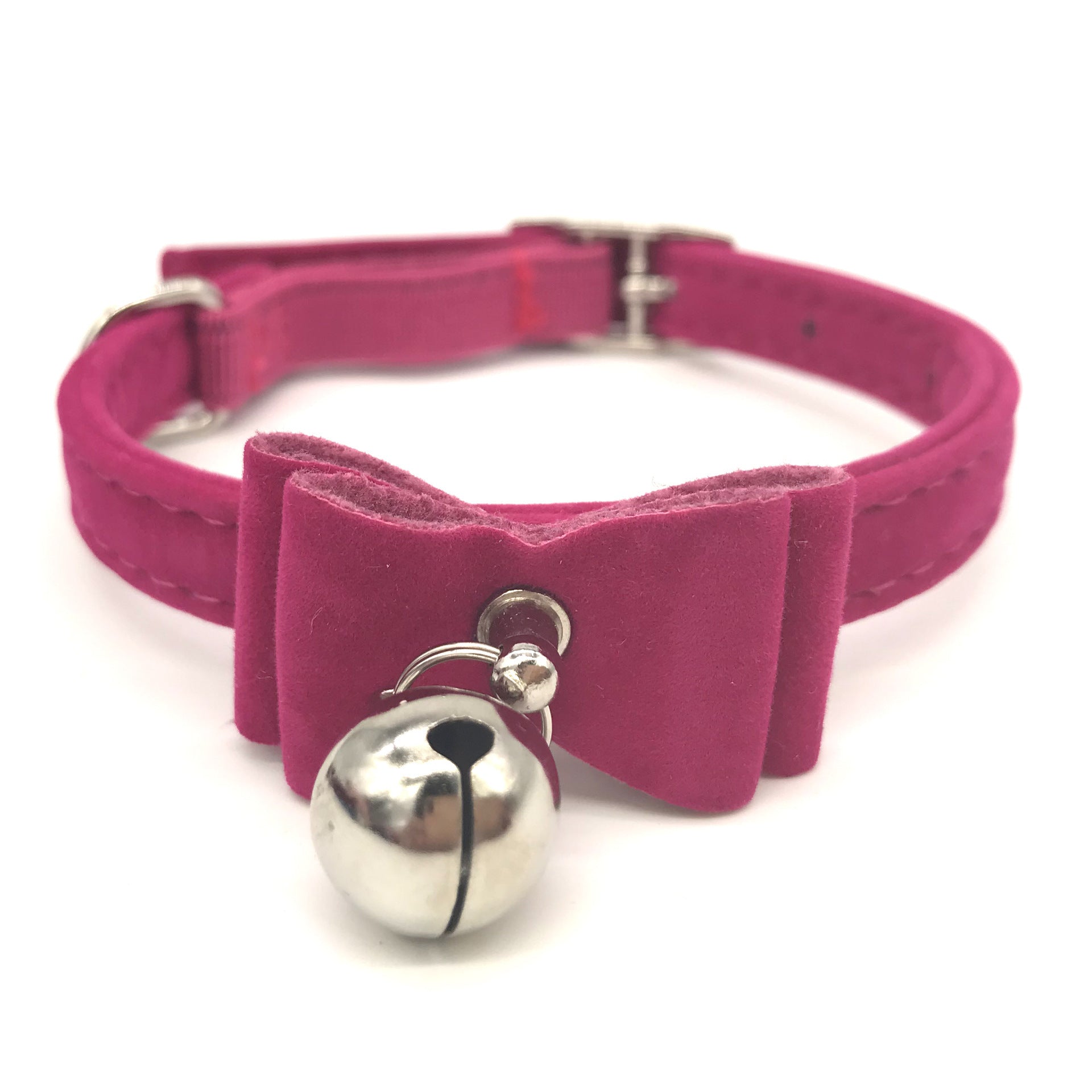 JMT-082250 Flocked Cat Collar with Bell - Adjustable 1.0x30cm Metal and Flocking Fabric