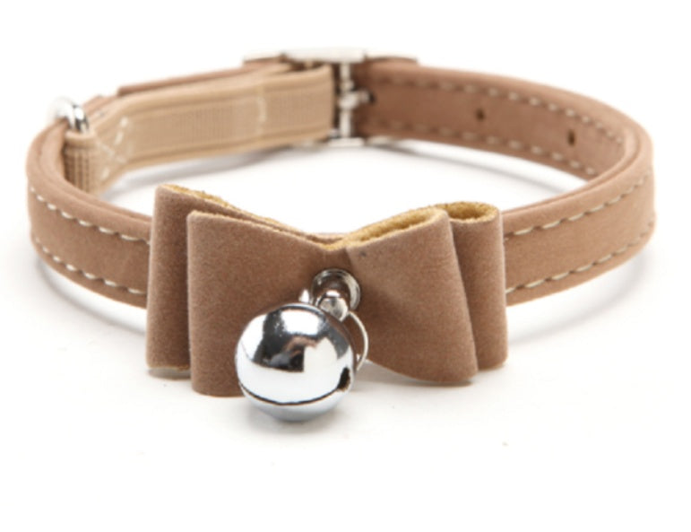 JMT-082250 Flocked Cat Collar with Bell - Adjustable 1.0x30cm Metal and Flocking Fabric