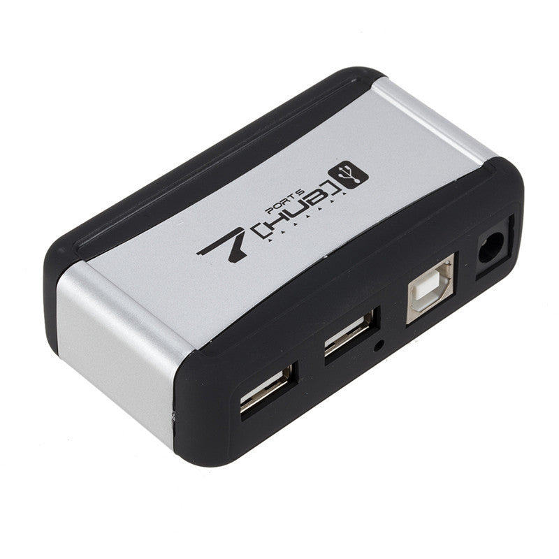 JMT-082762 7-Port USB 2.0 Hub with AC Adapter and Vertical Bracket for Seamless Device Connection