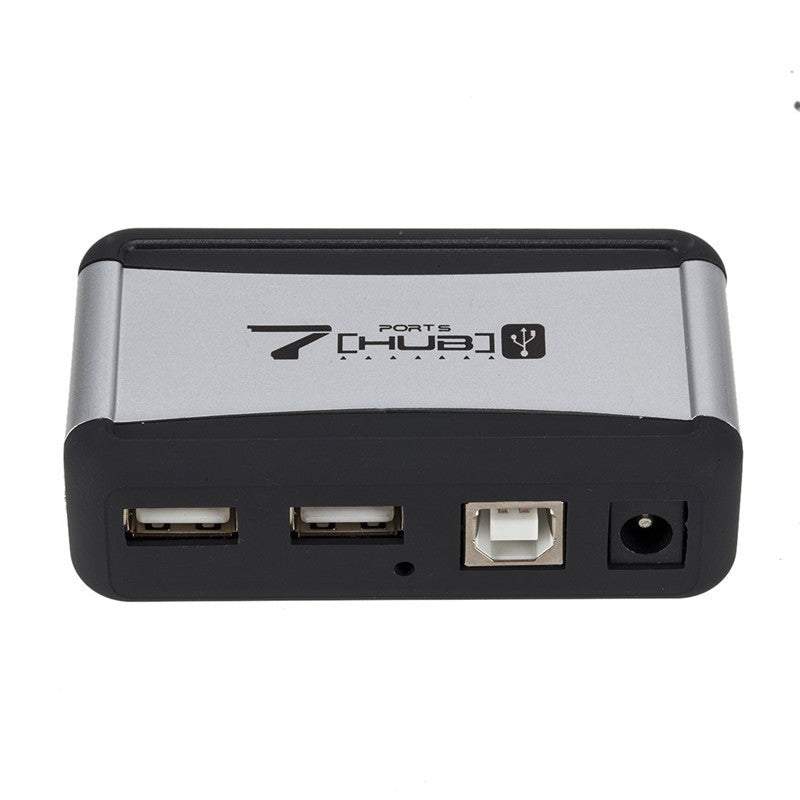 JMT-082762 7-Port USB 2.0 Hub with AC Adapter and Vertical Bracket for Seamless Device Connection