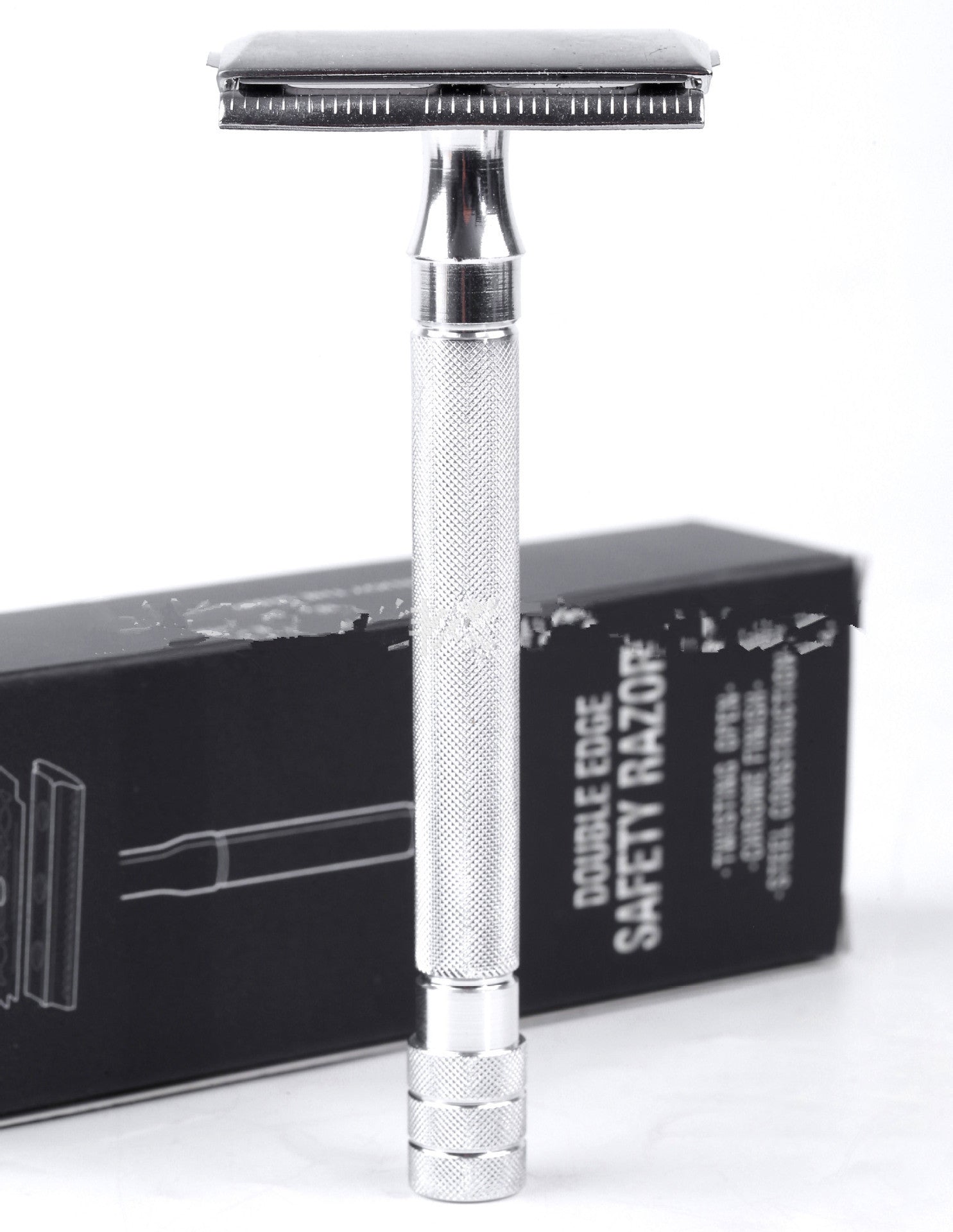 JMT-082826 Vintage Manual Safety Shaver Set with Brush – Aluminum and Zinc Alloy Design