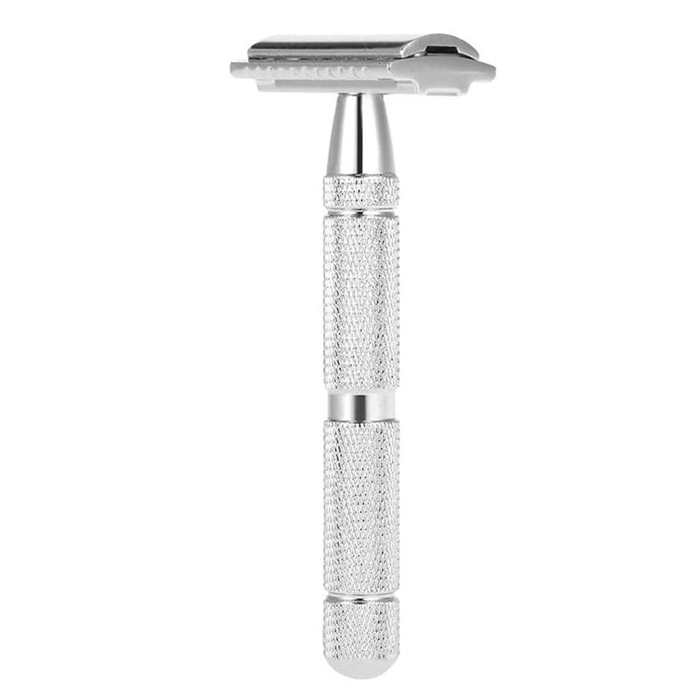 JMT-082826 Vintage Manual Safety Shaver Set with Brush – Aluminum and Zinc Alloy Design