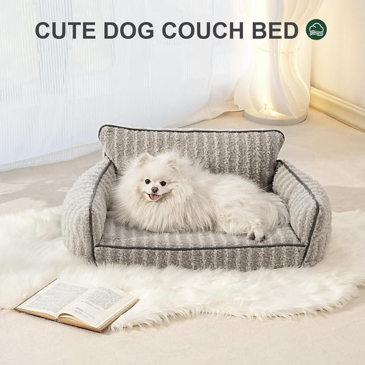 JMT-082890 Orthopedic Supportive Pet Sofa Bed for Small to Medium Dogs and Cats, Removable Cover, Anti-Slip Design, Grey, Large Size