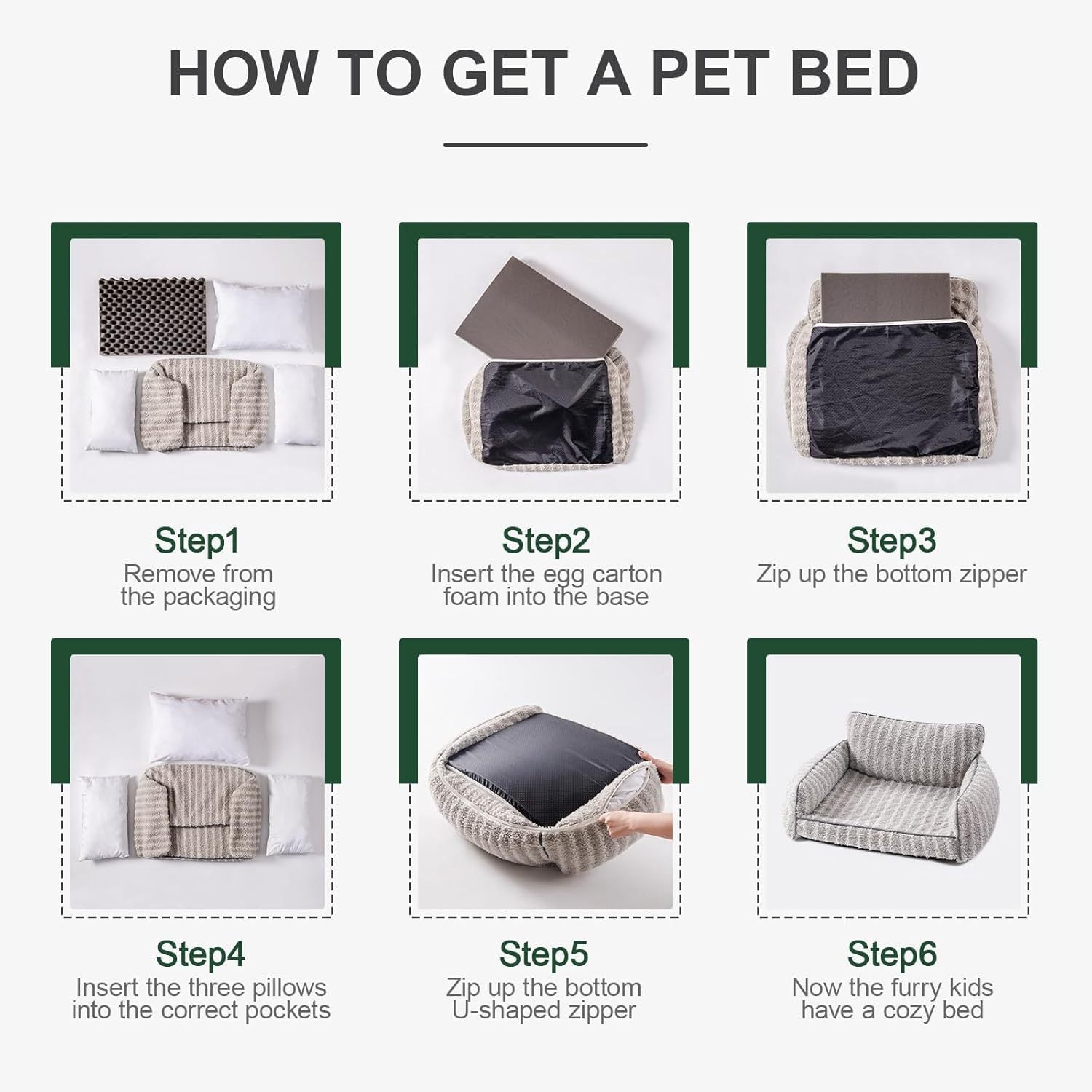JMT-082890 Orthopedic Supportive Pet Sofa Bed for Small to Medium Dogs and Cats, Removable Cover, Anti-Slip Design, Grey, Large Size
