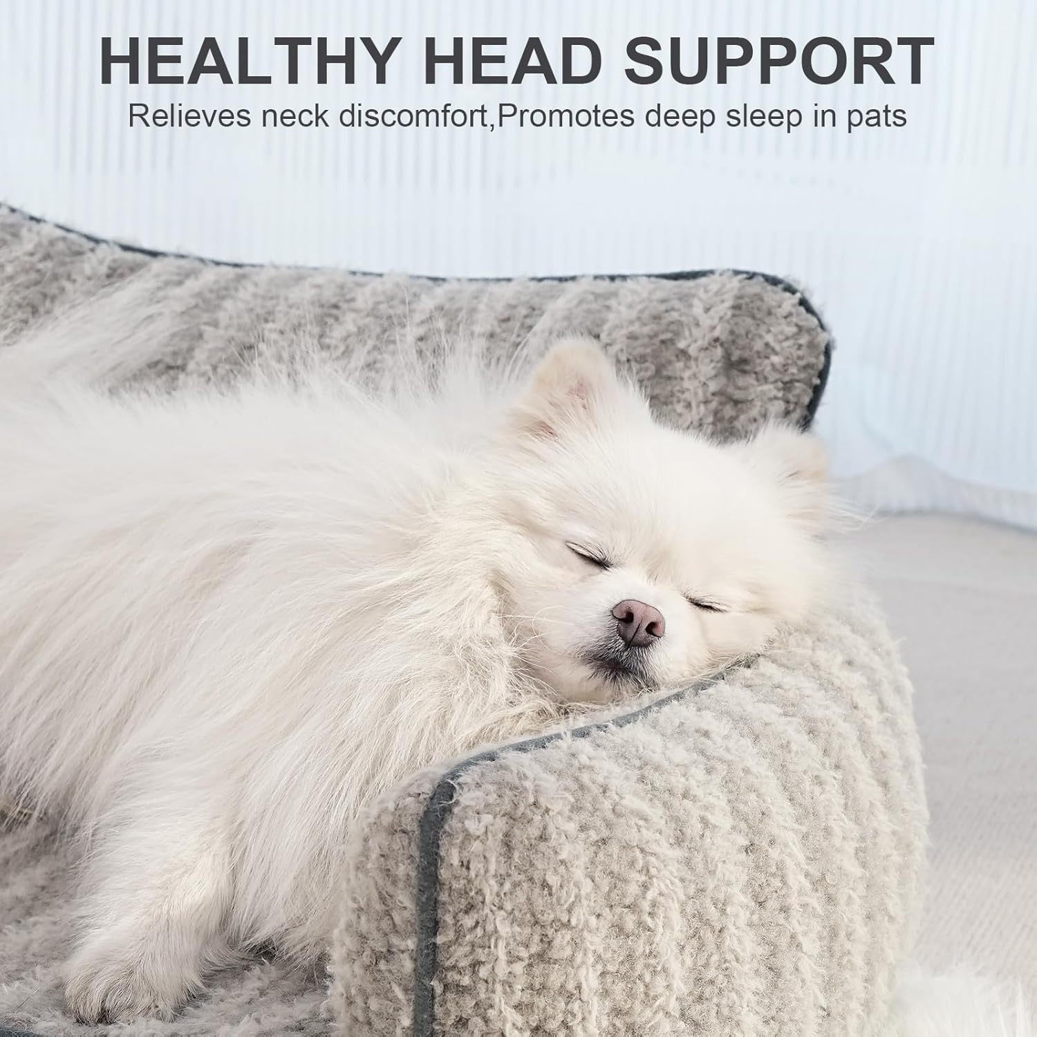 JMT-082890 Orthopedic Supportive Pet Sofa Bed for Small to Medium Dogs and Cats, Removable Cover, Anti-Slip Design, Grey, Large Size