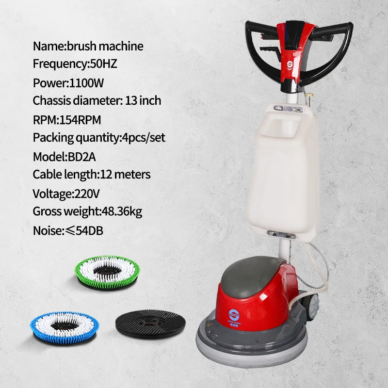 JMT-083210 1100W Multi-Functional Floor Scrubber and Burnishing Machine with Butterfly Handle for Effective Floor and Carpet Cleaning