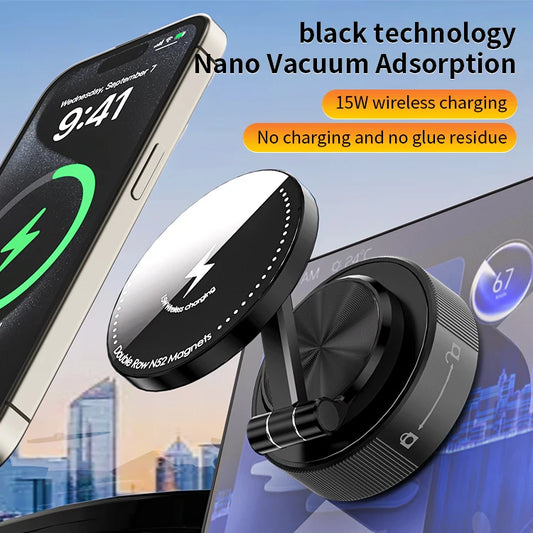 JMT-083402 Folding Magnetic 15W Wireless Car Charging Phone Holder with 360-Degree Rotation for Dashboard and Windshield