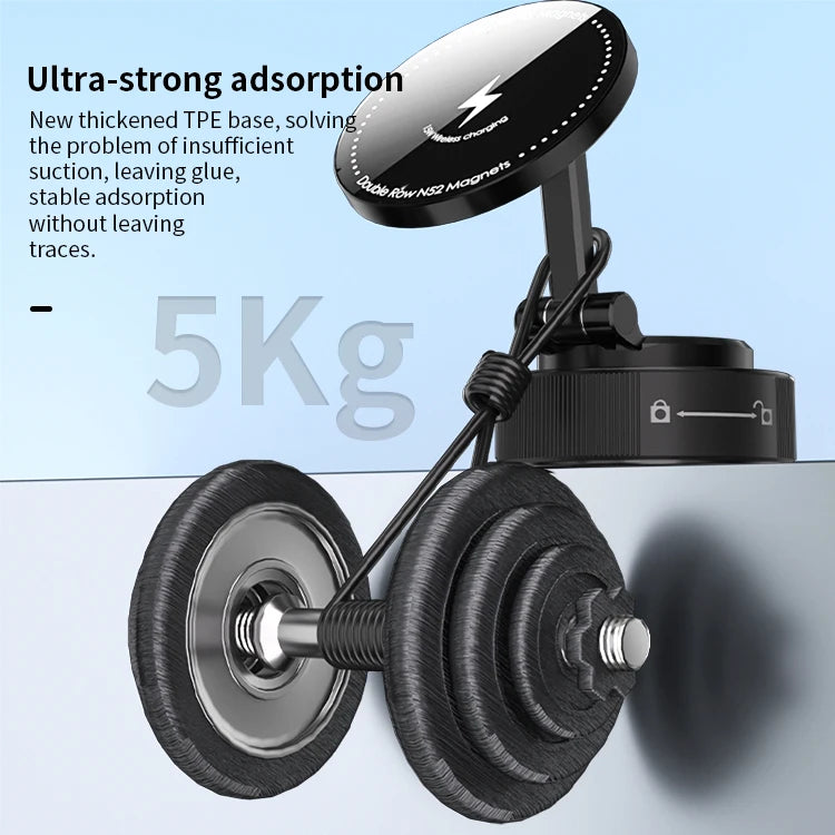 JMT-083402 Folding Magnetic 15W Wireless Car Charging Phone Holder with 360-Degree Rotation for Dashboard and Windshield