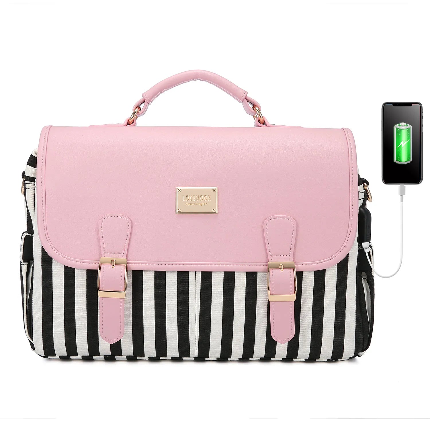 JMT-083402 Waterproof Crossbody Laptop Briefcase with USB Port for Office and Travel