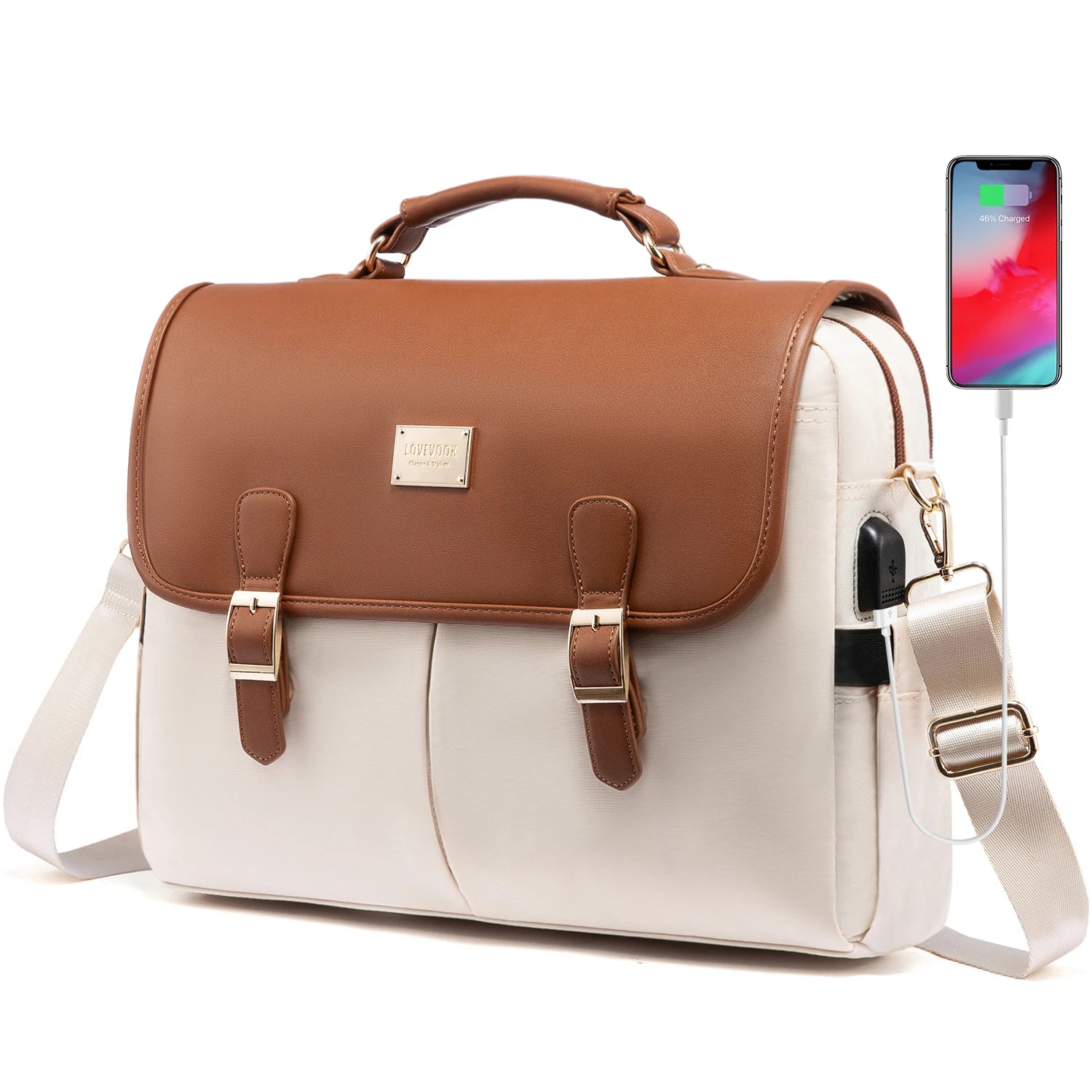 JMT-083402 Waterproof Crossbody Laptop Briefcase with USB Port for Office and Travel