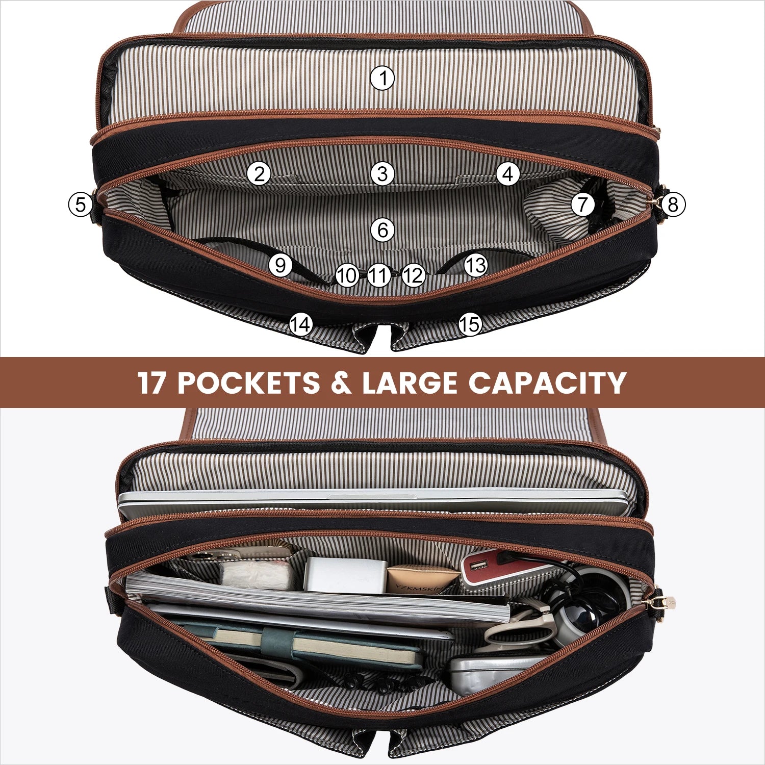 JMT-083402 Waterproof Crossbody Laptop Briefcase with USB Port for Office and Travel