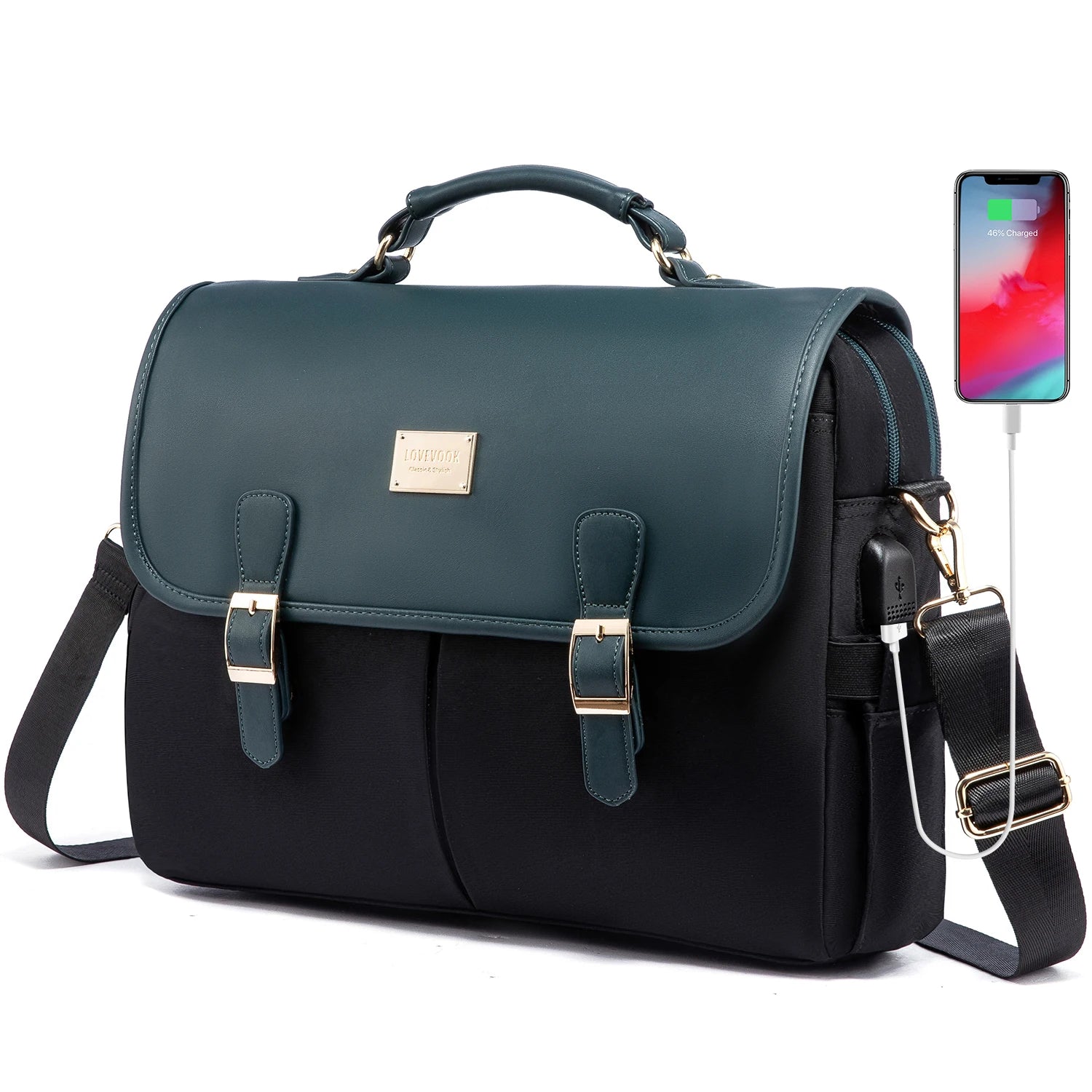JMT-083402 Waterproof Crossbody Laptop Briefcase with USB Port for Office and Travel