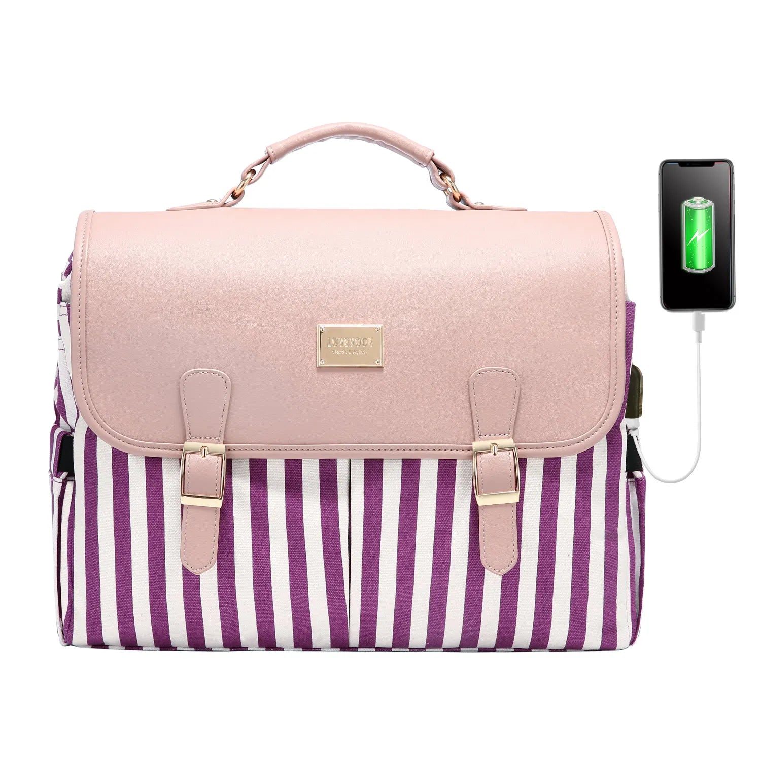 JMT-083402 Waterproof Crossbody Laptop Briefcase with USB Port for Office and Travel