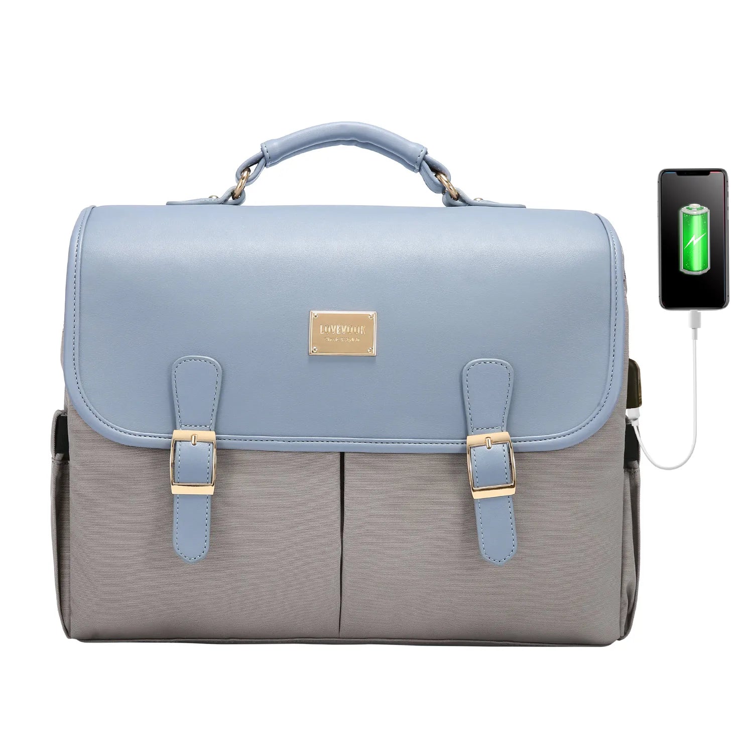 JMT-083402 Waterproof Crossbody Laptop Briefcase with USB Port for Office and Travel