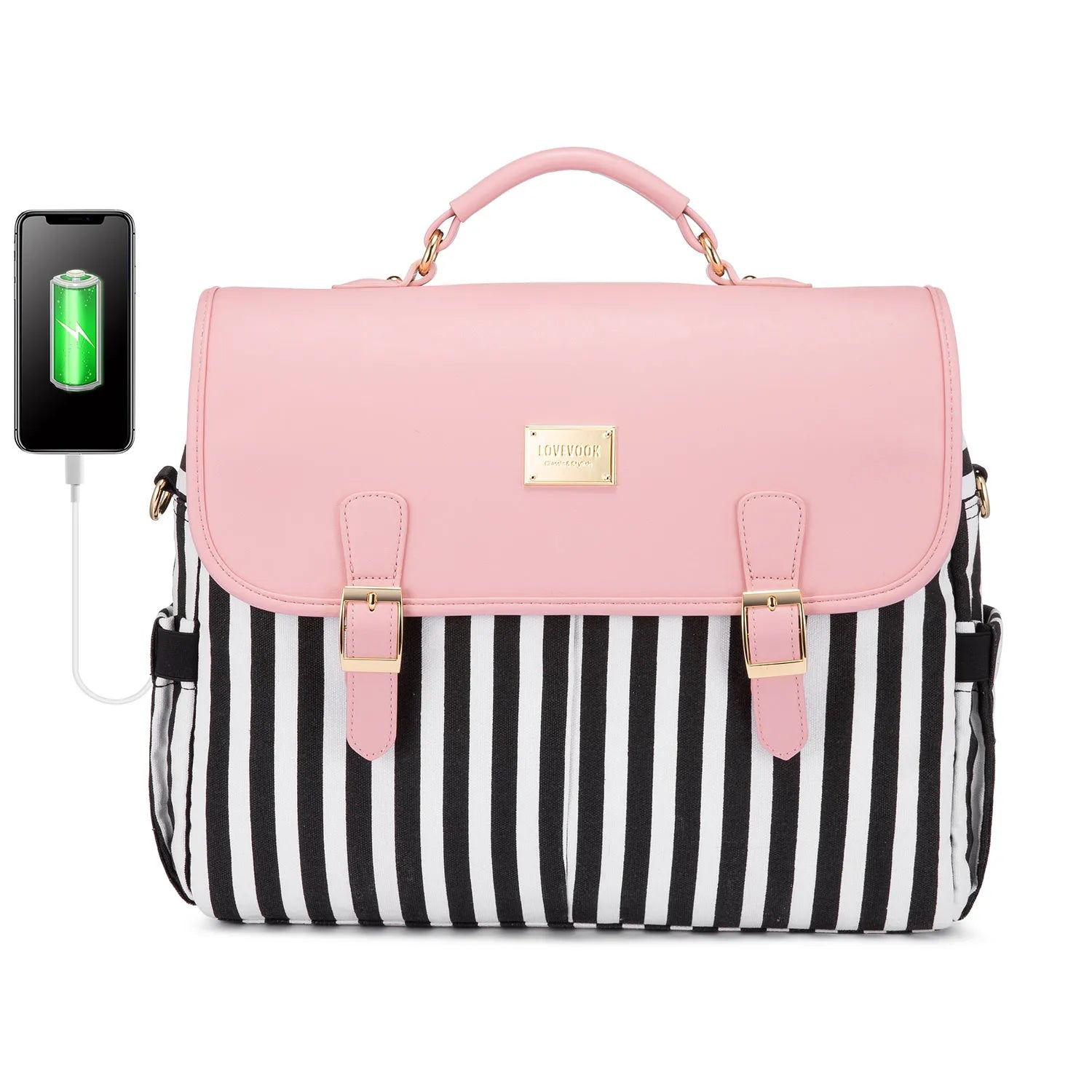 JMT-083402 Waterproof Crossbody Laptop Briefcase with USB Port for Office and Travel