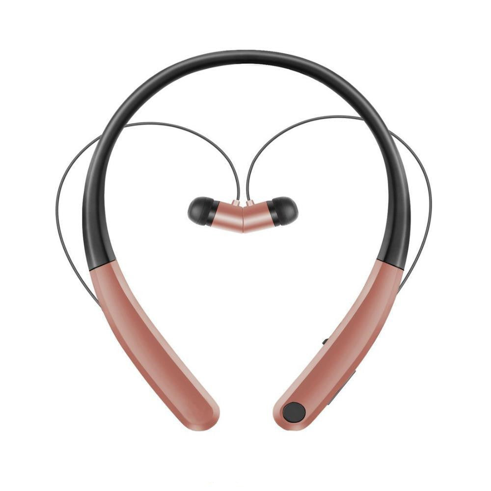JMT-083402 Wireless Neckband Bluetooth Headset, Stereo Sound, Dual Ear Support, Black/Rose Gold