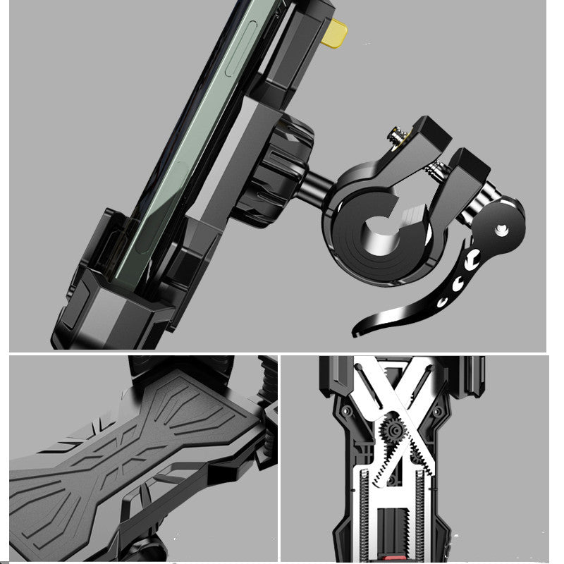 JMT-083594 Universal Aluminum Alloy Mobile Phone Holder for Cars, Motorcycles, and Bicycles - Creative Push-Pull Design