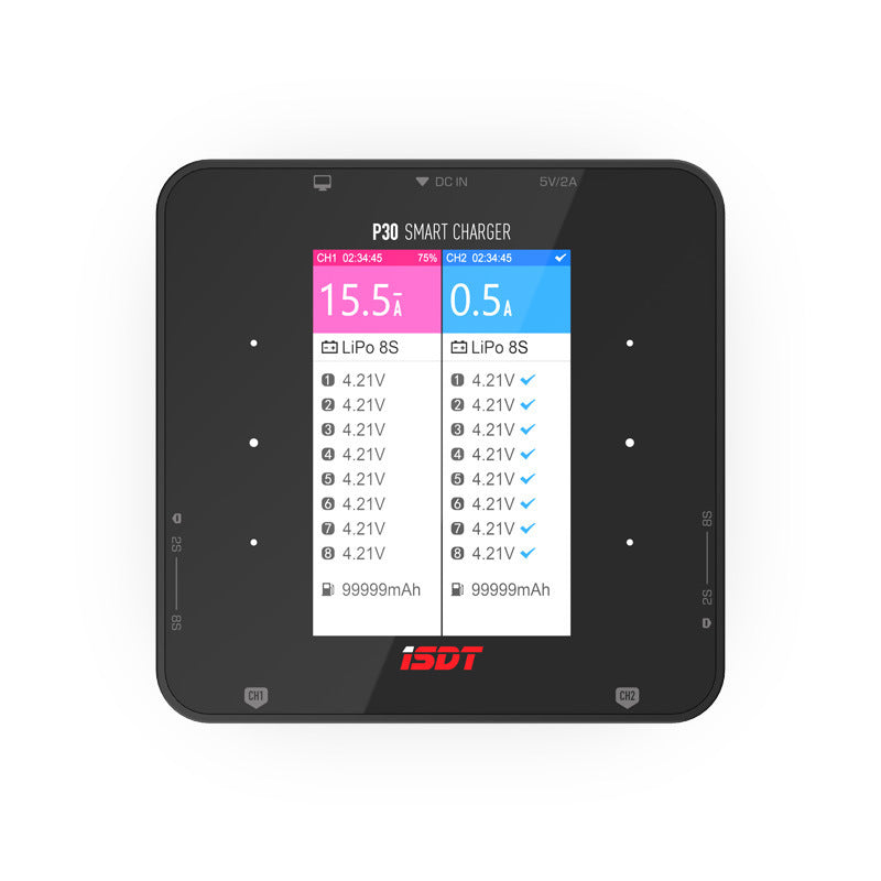 JMT-083914 Dual-Channel Smart Balance Charger for Batteries - Compact Design 110x110x65mm