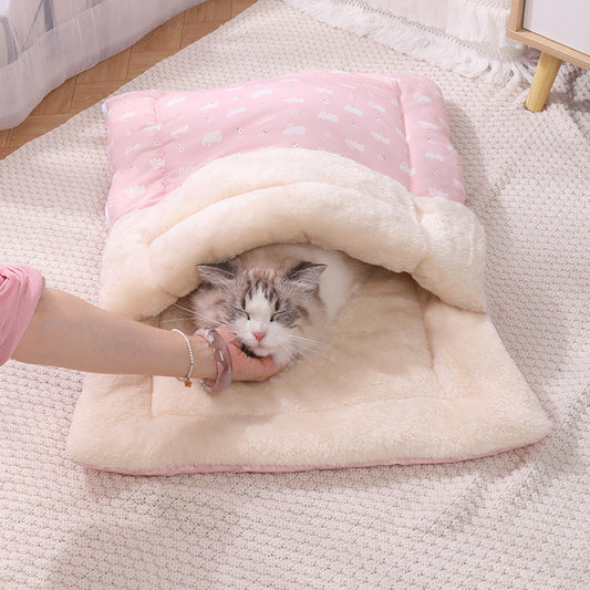 JMT-084042 Multi-Season Pet Sleeping Bag with Detachable Mat and Foldable Design for Cats and Dogs