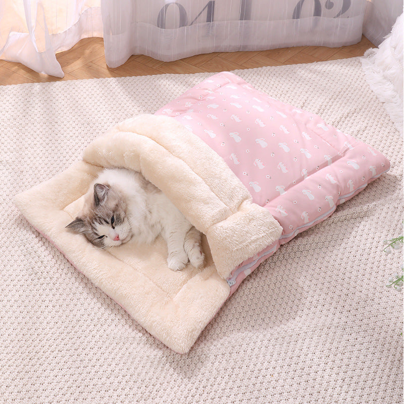 JMT-084042 Multi-Season Pet Sleeping Bag with Detachable Mat and Foldable Design for Cats and Dogs