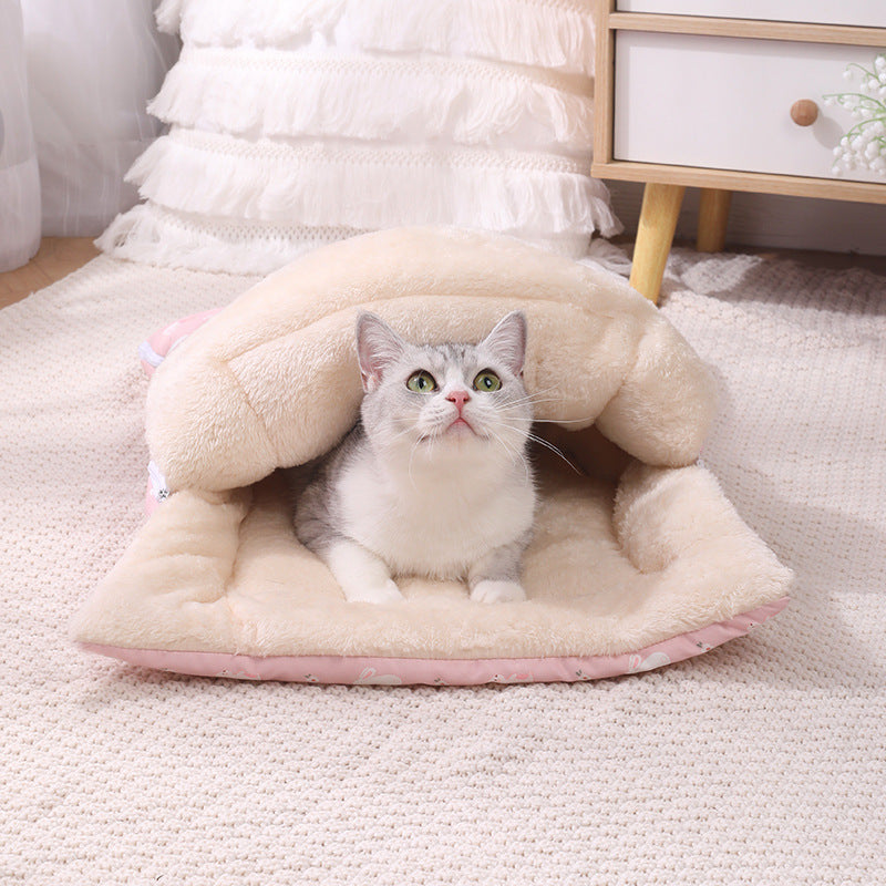 JMT-084042 Multi-Season Pet Sleeping Bag with Detachable Mat and Foldable Design for Cats and Dogs