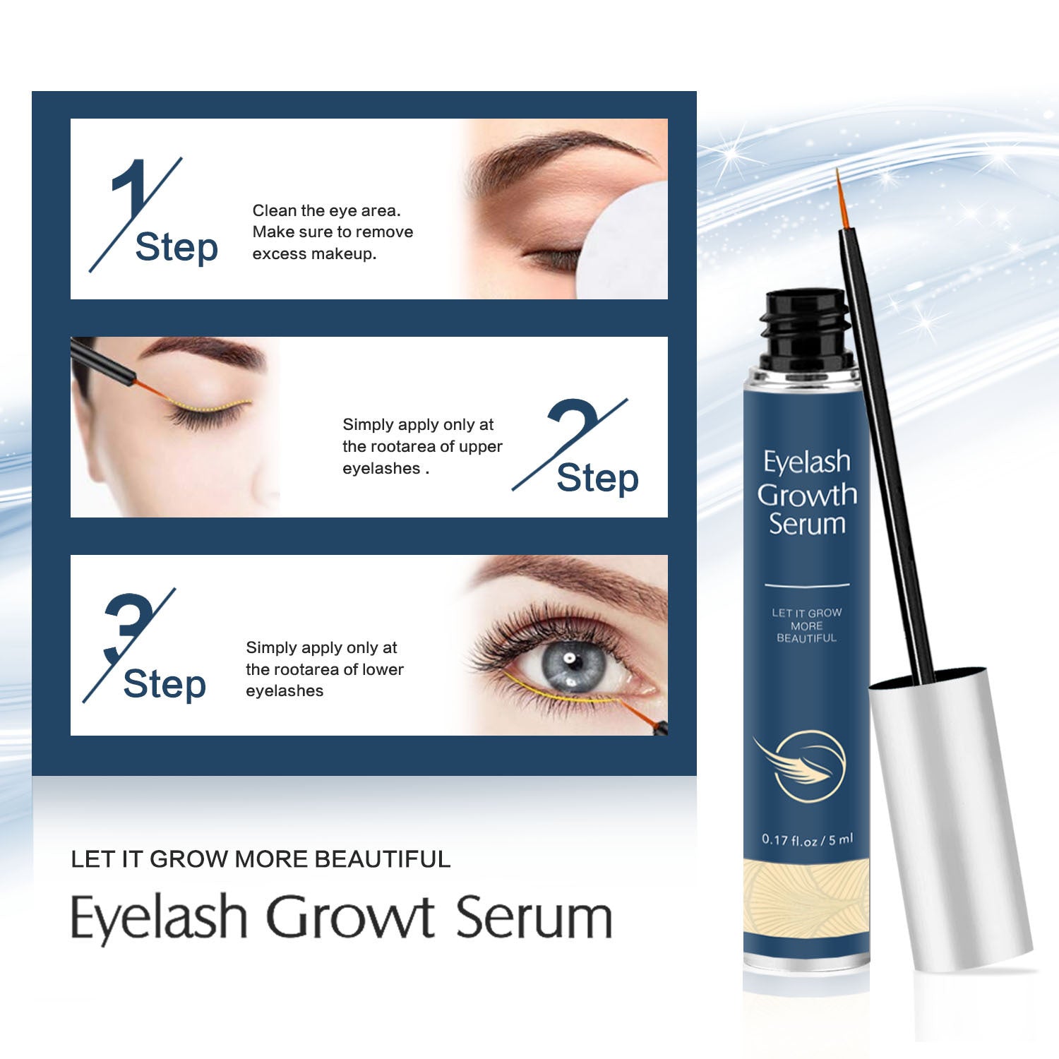 JMT-084170 Thick Curly Eyebrows Nourishing Mascara - Transparent Formula, 5ml Black & 5ml Blue