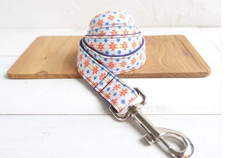 JMT-084234 Durable Polyester Pet Collar and Traction Rope Set in Orange Lantern