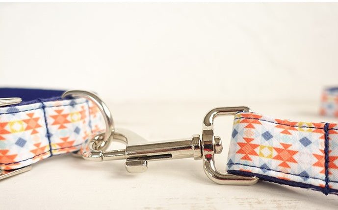 JMT-084234 Durable Polyester Pet Collar and Traction Rope Set in Orange Lantern