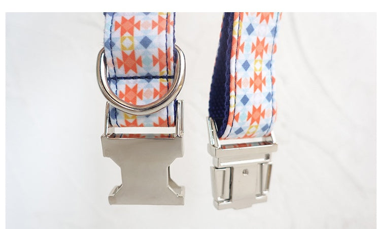 JMT-084234 Durable Polyester Pet Collar and Traction Rope Set in Orange Lantern