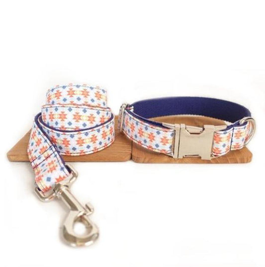 JMT-084234 Durable Polyester Pet Collar and Traction Rope Set in Orange Lantern