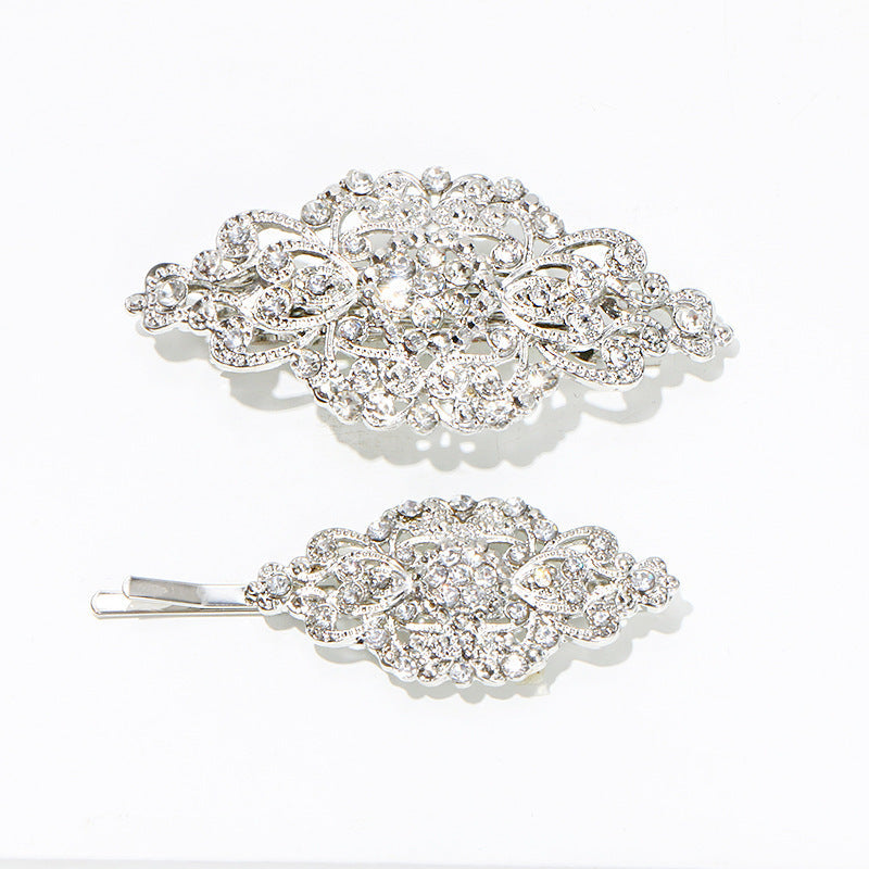 JMT-084426 Geometric Diamond Hairpin with Pearl Accents - Retro Alloy Side Clip for Women