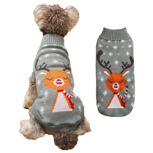 JMT-084810 Knitted Gray Deer Sweater for Pets in Various Sizes