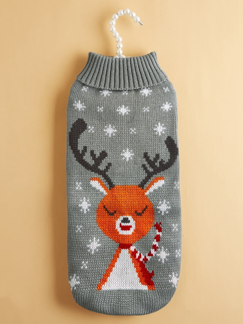 JMT-084810 Knitted Gray Deer Sweater for Pets in Various Sizes