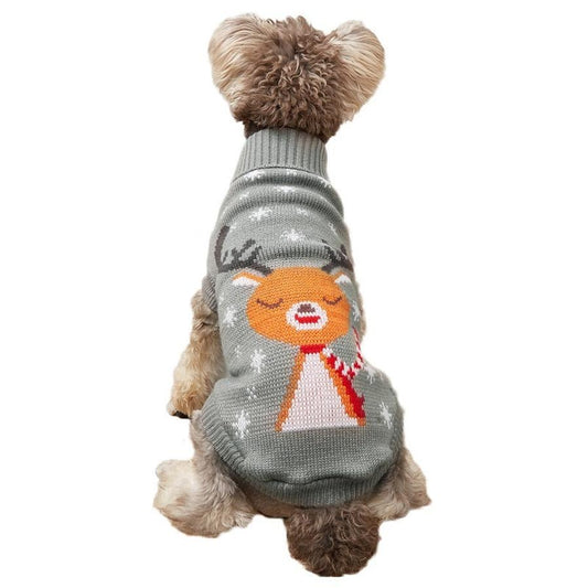 JMT-084810 Knitted Gray Deer Sweater for Pets in Various Sizes