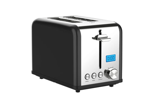 JMT-085834 Stainless Steel Electric Toaster with LCD Display for 2 Slices - Modern Design