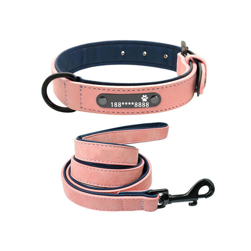 JMT-086218 Customizable Microfiber Leather and Genuine Leather Dog Collars for Small to Large Dogs