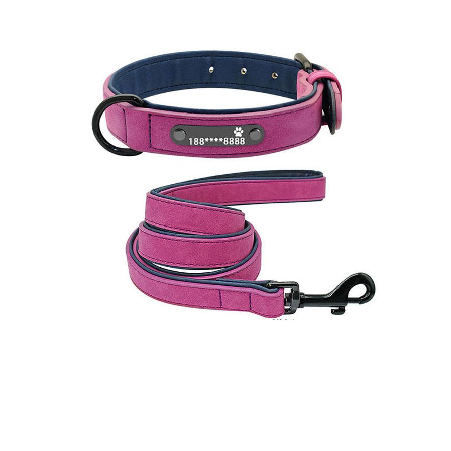 JMT-086218 Customizable Microfiber Leather and Genuine Leather Dog Collars for Small to Large Dogs