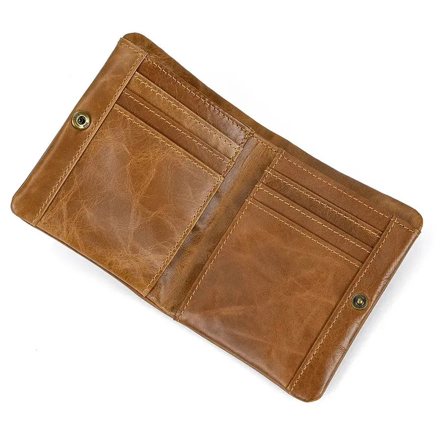 JMT-086410 Retro Men's Leather Wallet with Multi-Card Slots and Change Compartment in Brown/Blue/Coffee