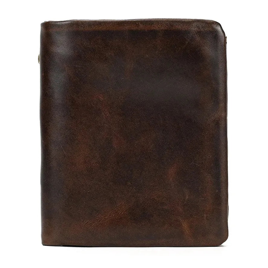 JMT-086410 Retro Men's Leather Wallet with Multi-Card Slots and Change Compartment in Brown/Blue/Coffee