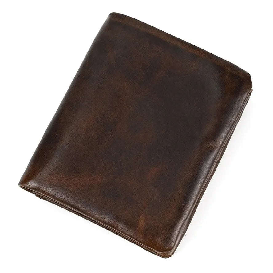 JMT-086410 Retro Men's Leather Wallet with Multi-Card Slots and Change Compartment in Brown/Blue/Coffee