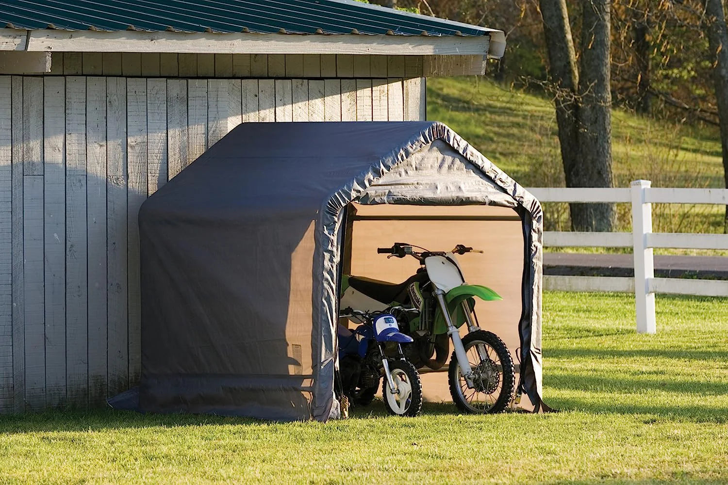 JMT-086666 Portable Waterproof Steel Frame Garage Storage Shed with Reusable Anchors