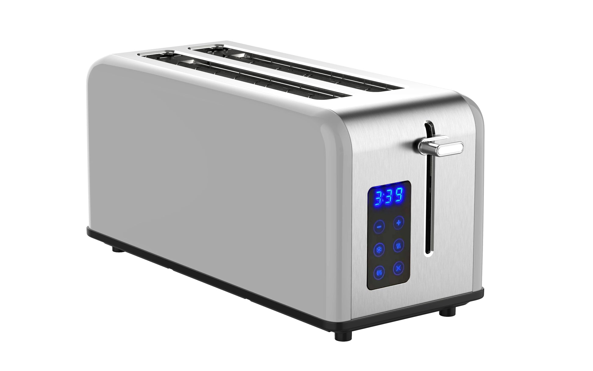 JMT-086986 Stainless Steel Retro 4-Slice Long Slot Toaster with Adjustable Settings