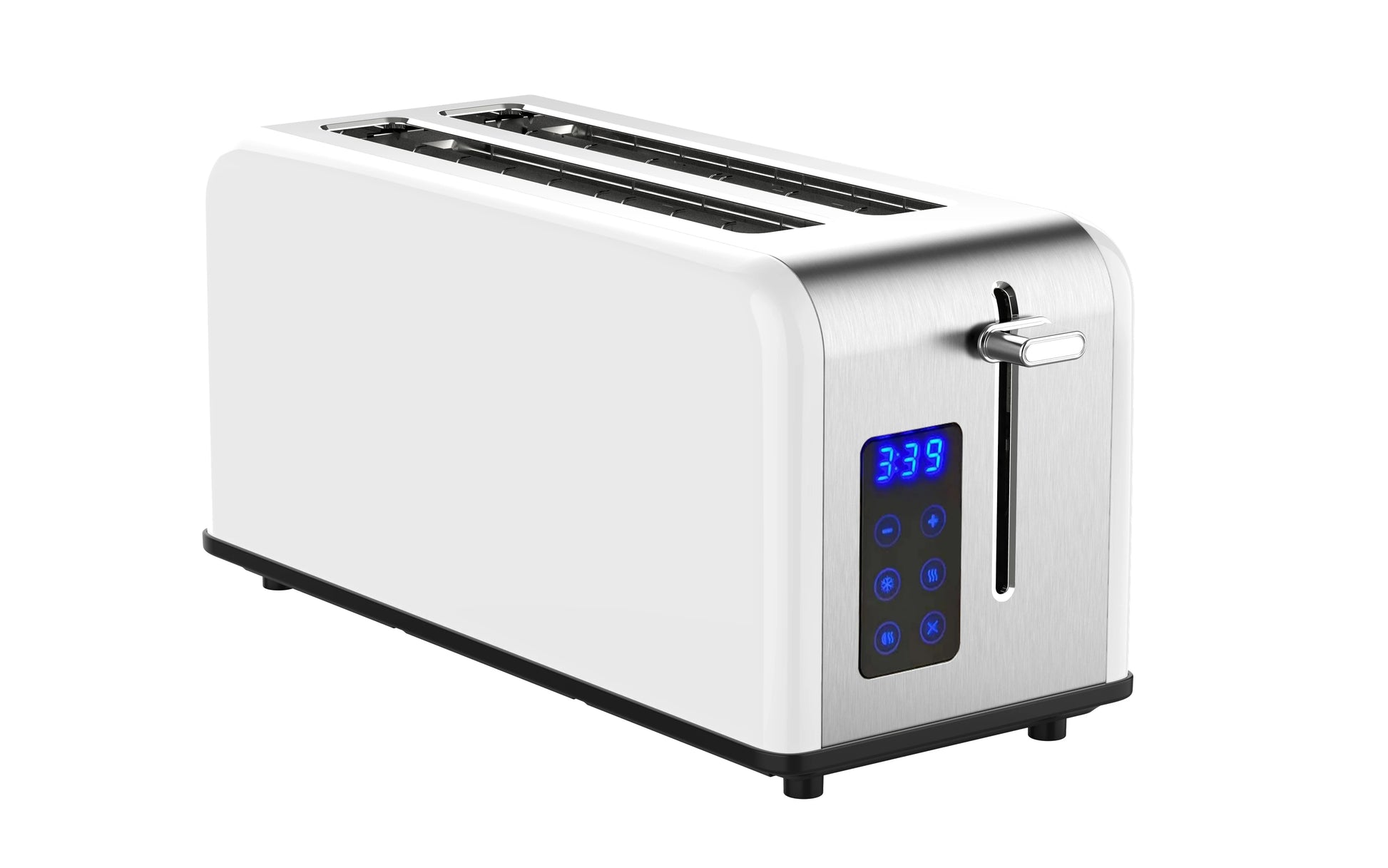 JMT-086986 Stainless Steel Retro 4-Slice Long Slot Toaster with Adjustable Settings