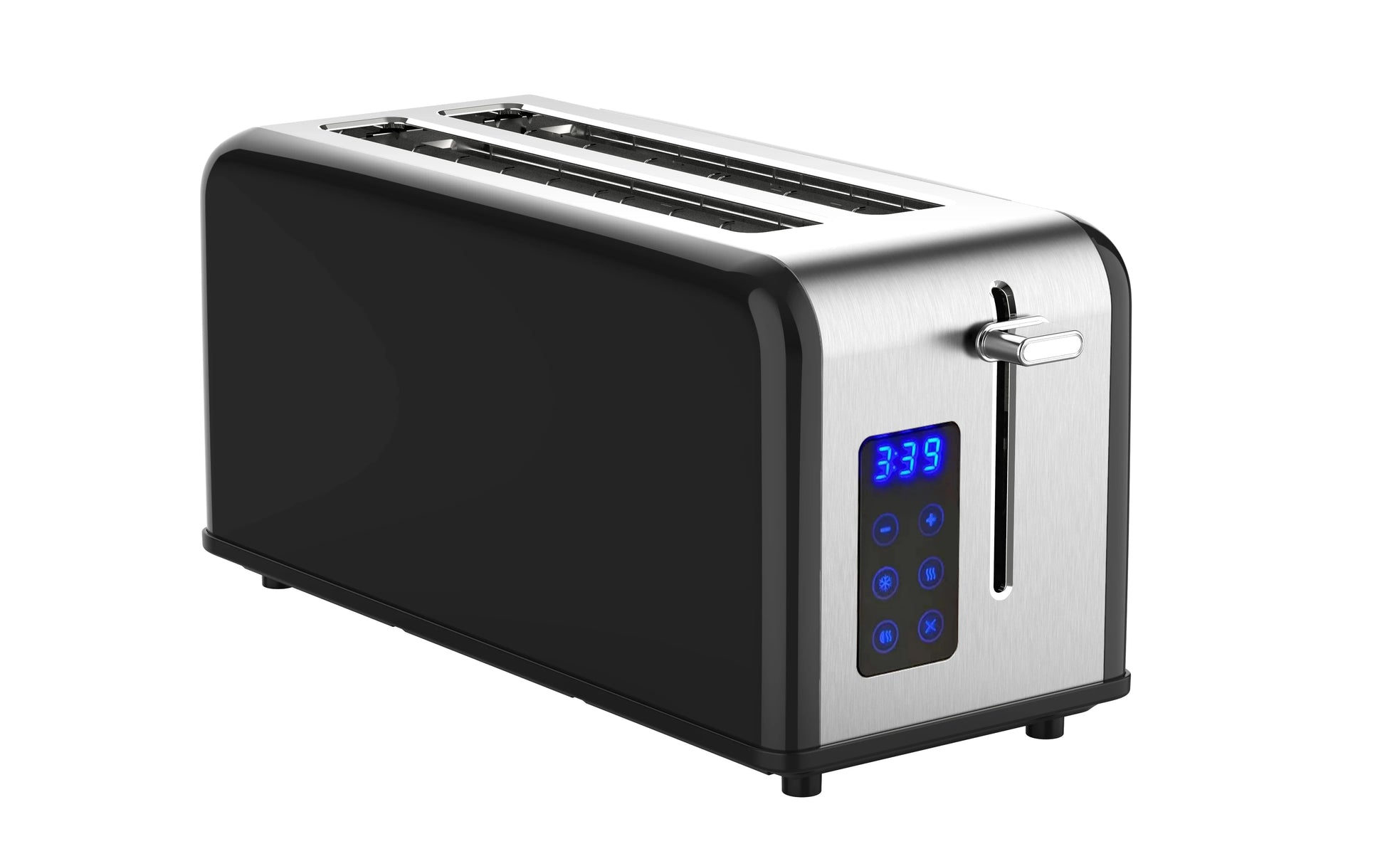 JMT-086986 Stainless Steel Retro 4-Slice Long Slot Toaster with Adjustable Settings