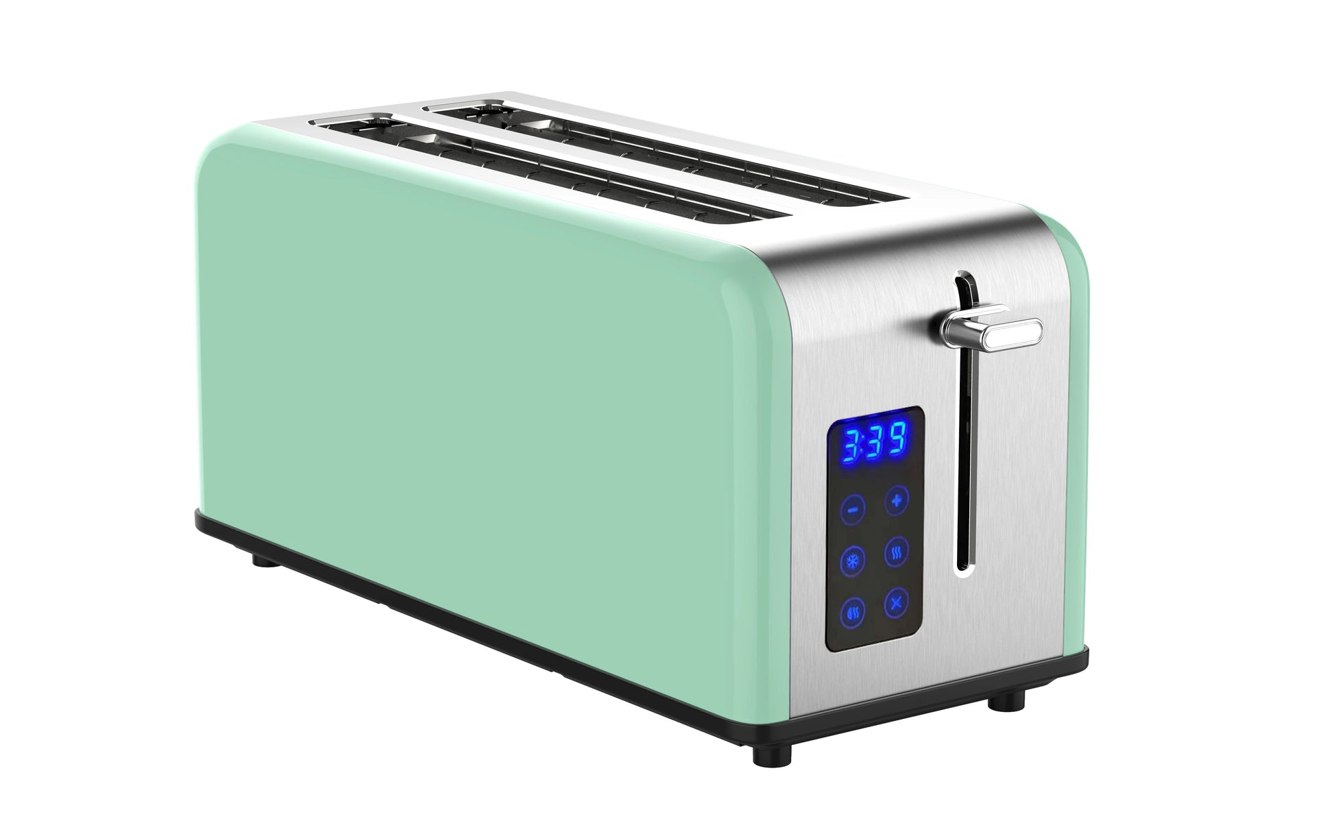 JMT-086986 Stainless Steel Retro 4-Slice Long Slot Toaster with Adjustable Settings