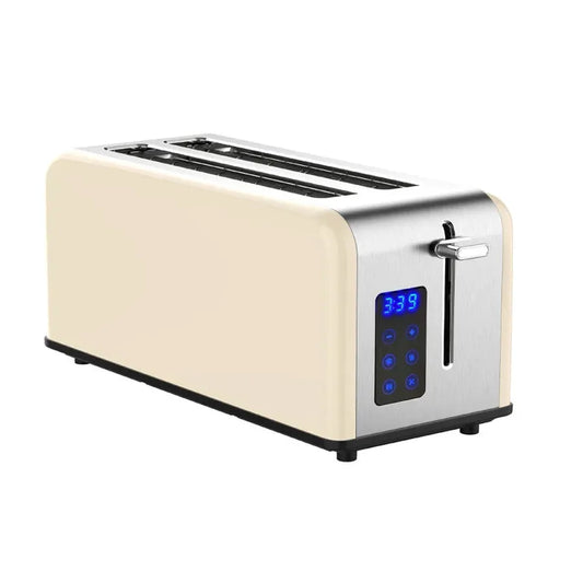 JMT-086986 Stainless Steel Retro 4-Slice Long Slot Toaster with Adjustable Settings