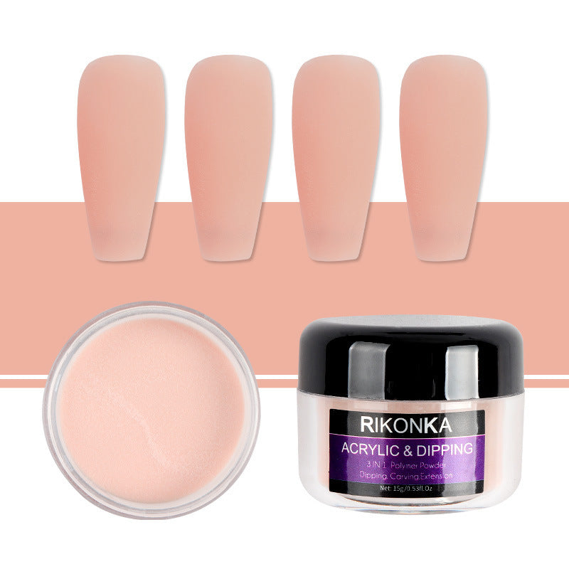 JMT-087498 Nude Color Carved Powder Nail Art Set - 15g Bottles, 9 Unique Shades