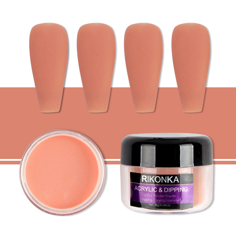 JMT-087498 Nude Color Carved Powder Nail Art Set - 15g Bottles, 9 Unique Shades